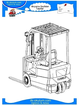 Çocuklar İçin Forklift Boyama Sayfaları 